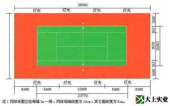 标准网球场尺寸示意图