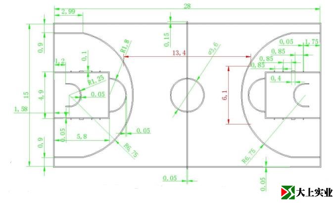 正规篮球场画线尺寸标准图
