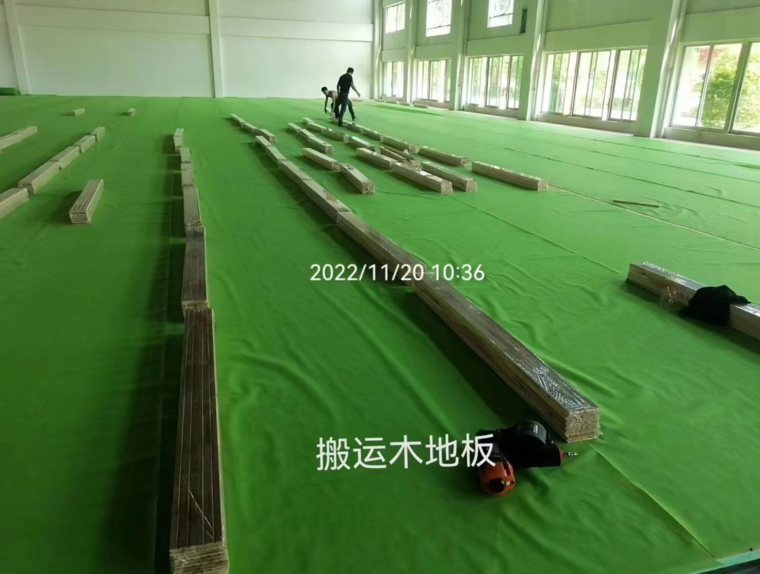 广州部队室内木地板篮球场施工